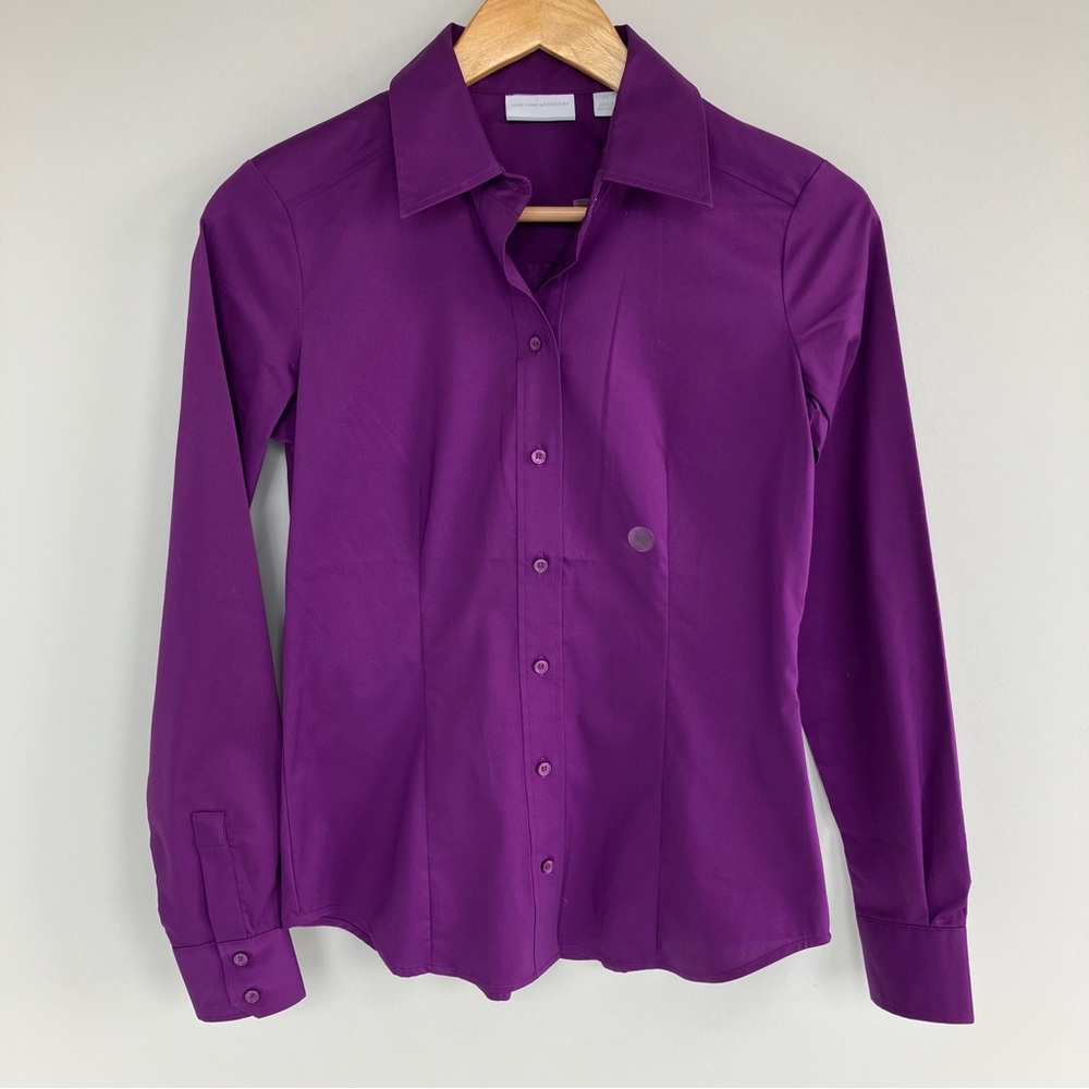 New York & Company NY&Co Purple Women’s Button Down Shirt XS NWT